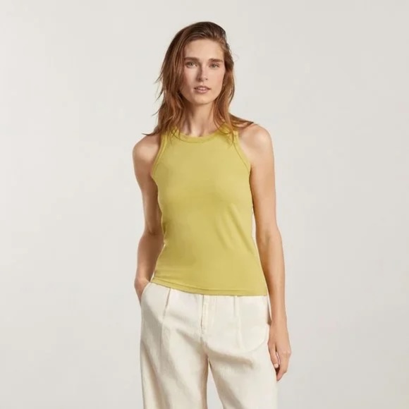 Everlane Leek Green Cotton Cutaway Tank - Picture 1 of 9